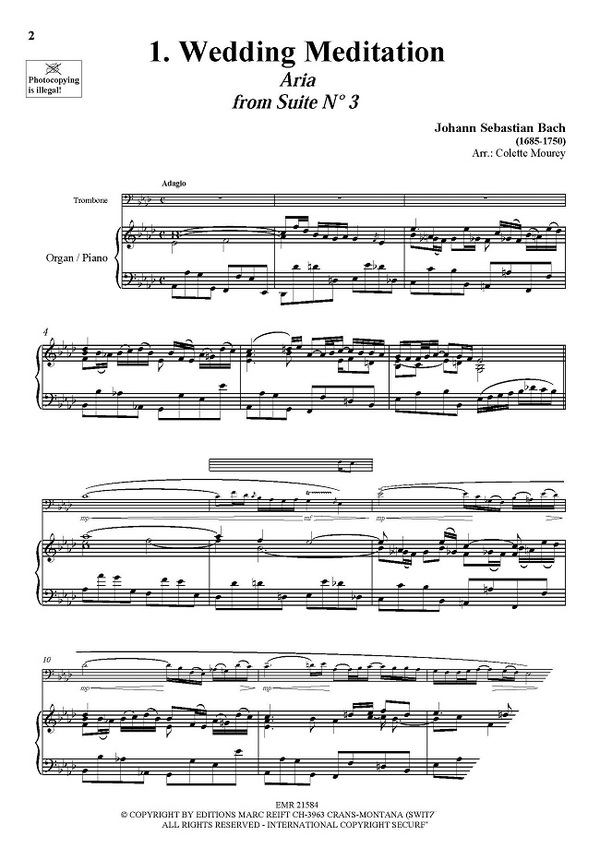 Mourey Colette Arr 20 Greatest Wedding Solos für Posaune in C B