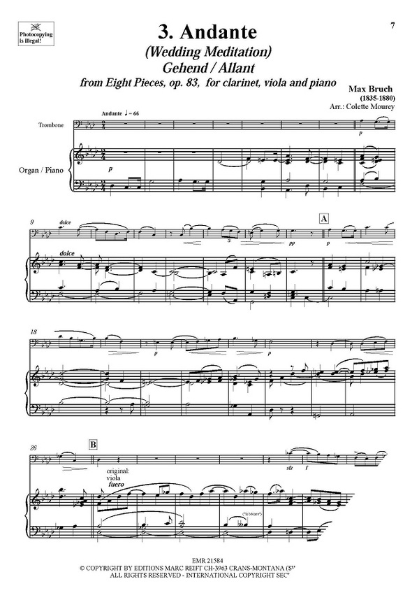 Mourey Colette Arr Greatest Wedding Solos F R Posaune In C B