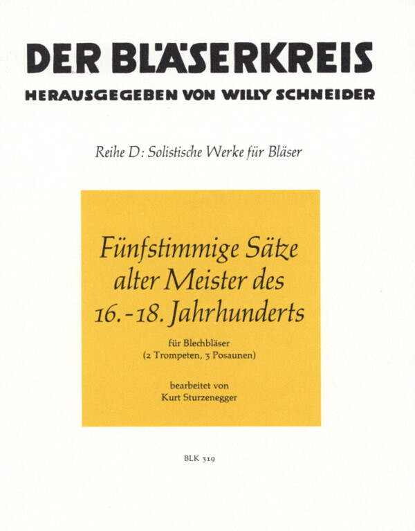 Stze alter Meister des 16.-18. Jahrhunderts-Partitur<br>fr Brass Quintet