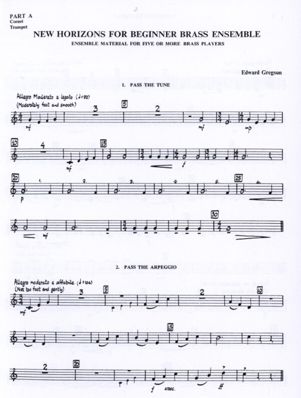 New Horizons for Beginners Brass Ensemble - Part A (Trompete in B)<br>fr Brass Quintet