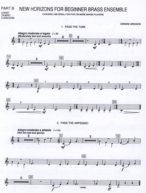 New Horizons for Beginners Brass Ensemble - Part B (Trompete in B)<br>fr Brass Quintet