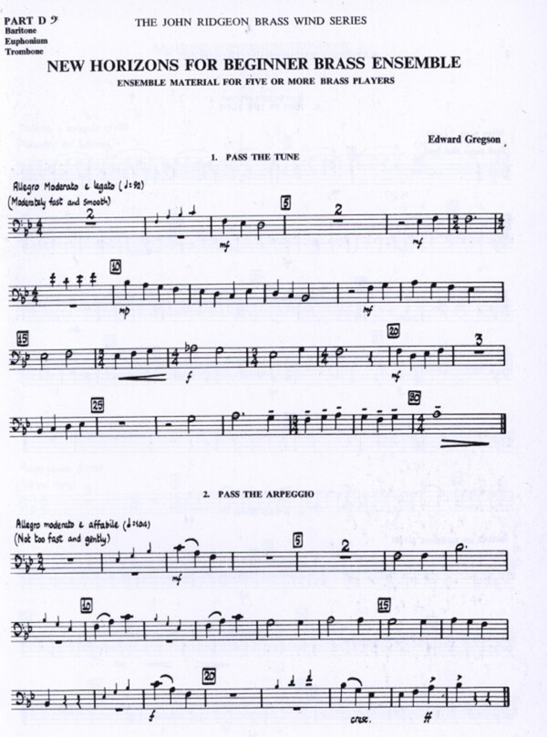 New Horizons for Beginners Brass Ens.-Part D (Posaune im Baschlssel)<br>fr Brass Quintet