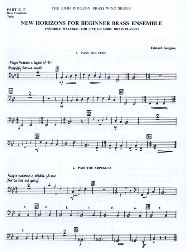 New Horizons for Beginners Brass Ens.-Part E (Tuba im Baschlssel)<br>fr Brass Quintet