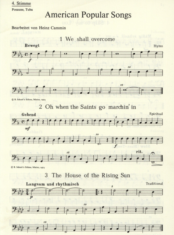American Popular Songs - 4. Stimme im Baschlssel (Posaune/Tuba)<br>fr Brass Quartet