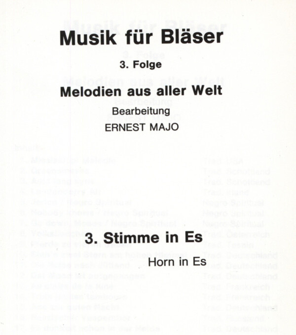 Melodien aus aller Welt - 3. Stimme in Es<br>fr Blserquartett