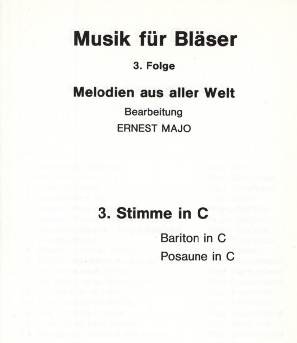 Melodien aus aller Welt - 3. Stimme in C<br>fr Blserquartett