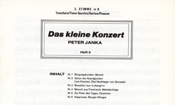Das kleine Konzert, Heft 3 - 3. Stimme in B (Tenorhorn/Tenorsaxophon)<br>f�r Bl�serquartett + Schlagzeug