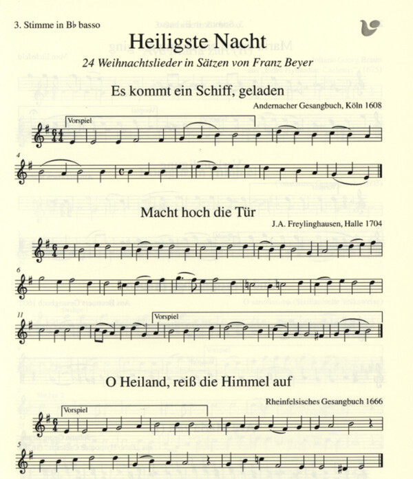 Heiligste Nacht - 3. Stimme in B (basso)<br>fr Blserquartett
