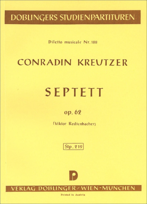 Septett Es-Dur op. 62 - Studienpartitur<br>fr Klarinette, Horn, Fagott, Violine, Viola, Violoncello + Kontrabass
