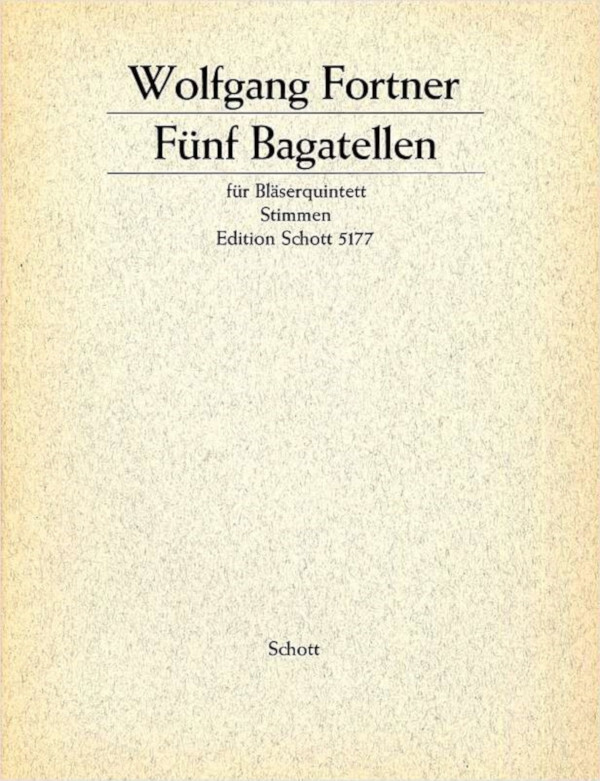 5 Bagatellen - Stimmen<br>fr Blserquintett (Flte, Oboe, Klarinette, Horn + Fagott)