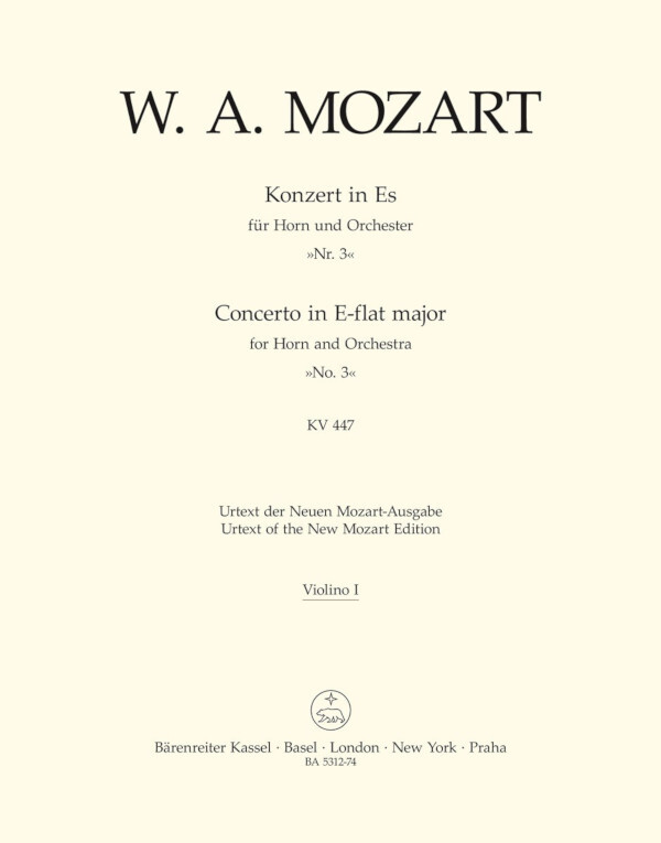Konzert Es-Dur KV 447 - Violine 1 (Mindestbestellmenge: 3)<br>fr Horn + Orchester