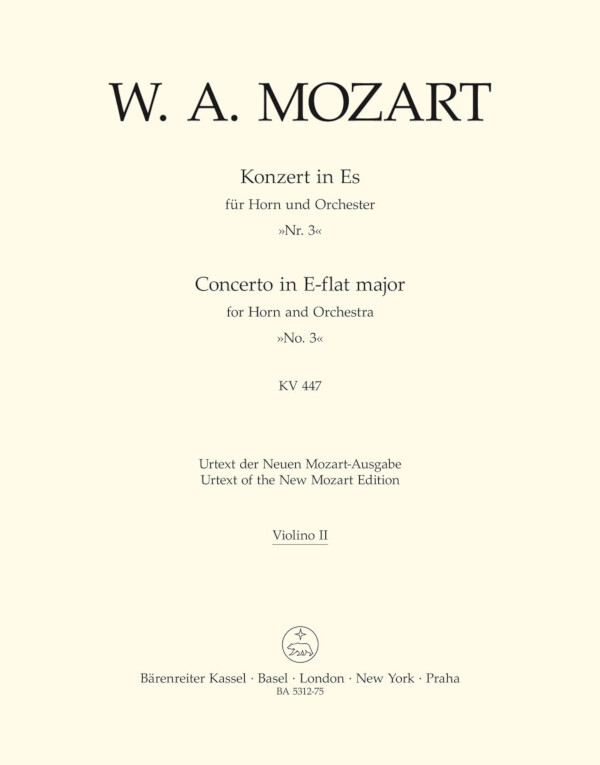 Konzert Es-Dur KV 447 - Violine 2 (Mindestbestellmenge: 3)<br>fr Horn + Orchester