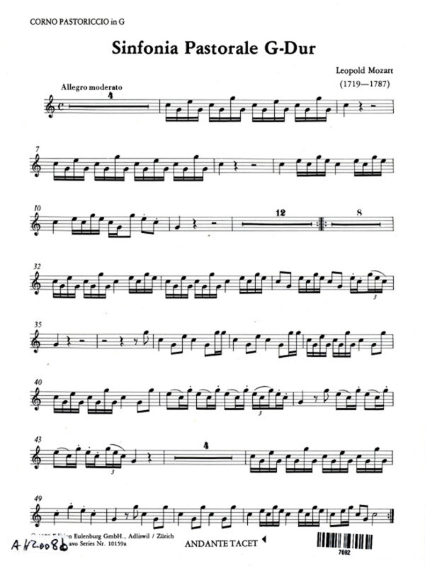Sinfonia Pastorale G-Dur - NUR Alphornstimme in G<br>fr Alphorn + Streicher
