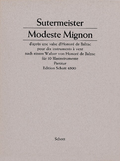 Modeste Mignon d'apres une valse d'Honore de Balzac - Partitur<br>fr 10 Blser