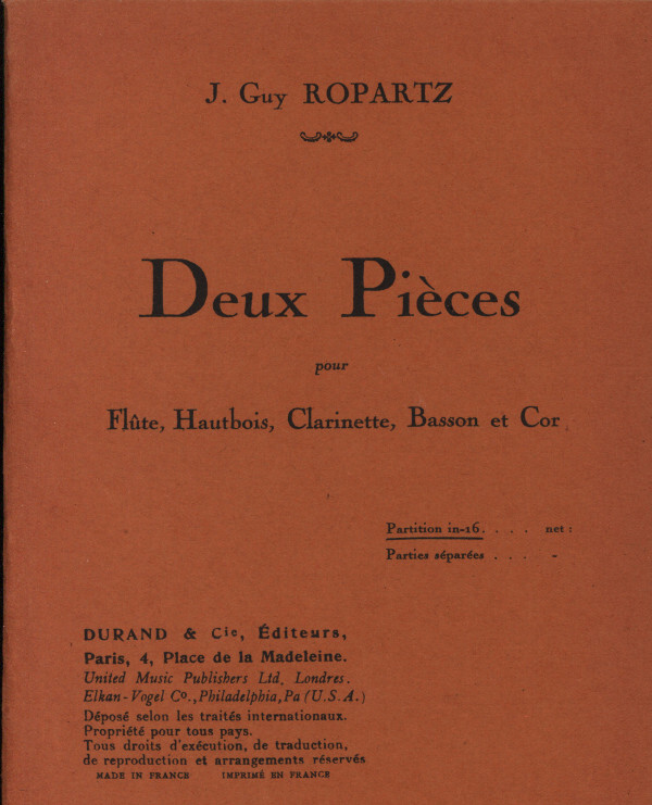 Deux Pieces - nur Studienpartitur!!!<br>fr Blserquintett (Flte, Obe, Klarinette in B, Horn in F, Fagott)