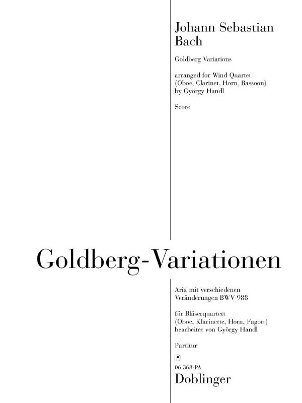 Goldberg-Variationen - nur Partitur<br>fr Blserquartett (Oboe, Klarinette, Horn, Fagott)