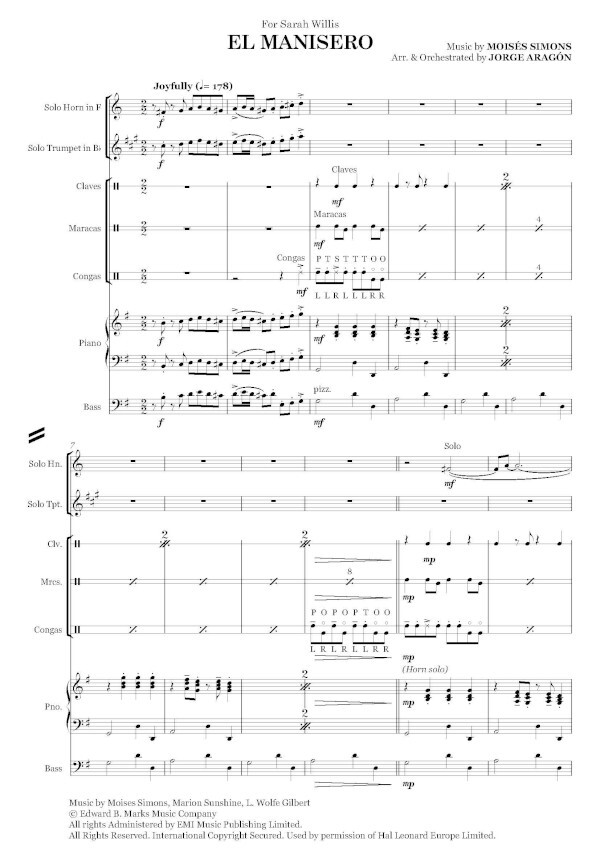 El Manisero - Chamber Version aus der Mozart y Mambo Collection