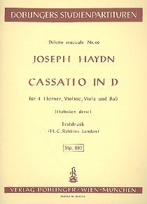 Cassatio D-Dur - Studienpartitur<br>fr 4 Hrner, Violine, Viola und Bass